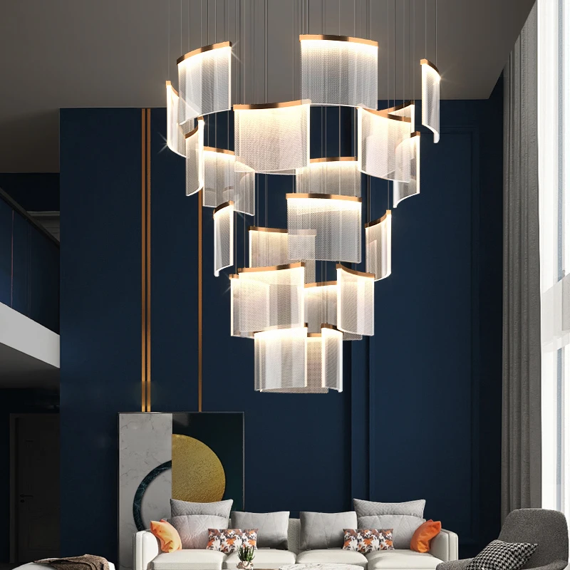 Modern Led Chandelier For Staircase Luxury Home Decor Lamp Round Gold / Black Indoor Lighting Creative Design Acrylic Lustre 
Modern Led Chandelier For Staircase Luxury Home Decor Lamp Round Gold / Black Indoor Lighting Creative Design Acrylic Lustre