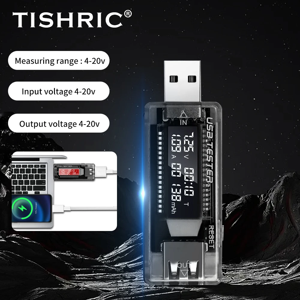 TISHRIC USB Current Voltage Charging Detector Tester Battery Voltmeter Ammeter Charger Mobile Power Charging
TISHRIC USB Current Voltage Charging Detector Tester Battery Voltmeter Ammeter Charger Mobile Power Charging
