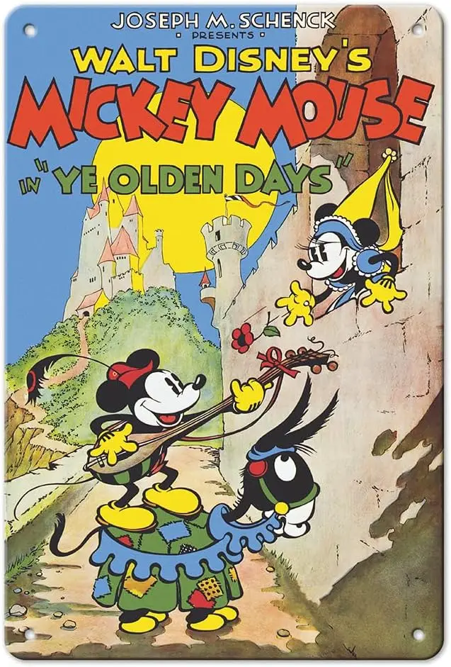 Ye Olden Dys — Strrng Mckey Mouse Mnne плакат Vntge Flm Move c.1933-8 x 12 nch Metl Tn Sgn