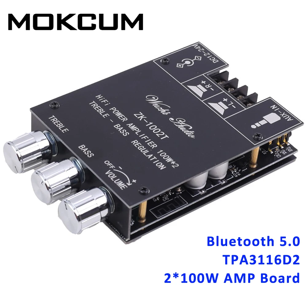 TPA3116D2 2*100W Bluetooth 5.0 Digital Power Amplifier Board 2 Channel Stereo Audio AMP Module Treble Bass AUX Speaker
TPA3116D2 2*100W Bluetooth 5.0 Digital Power Amplifier Board 2 Channel Stereo Audio AMP Module Treble Bass AUX Speaker