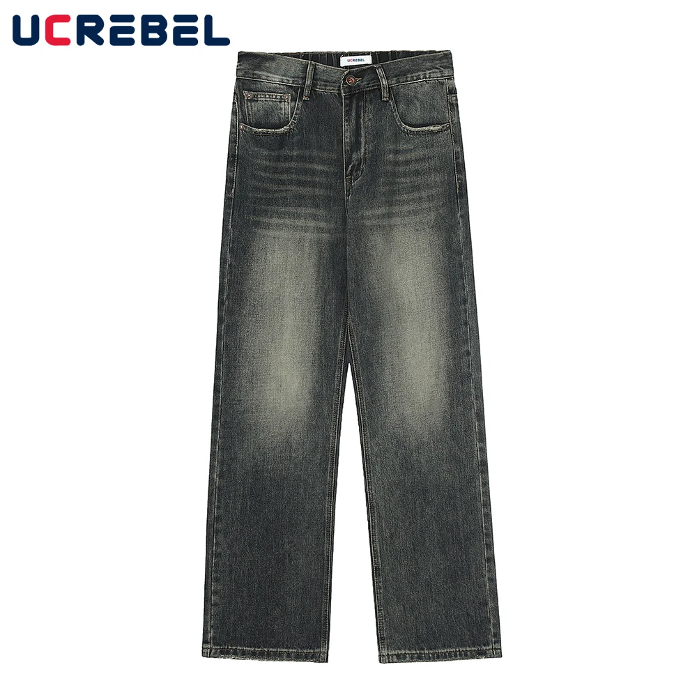 Джинсы мужские потертые в стиле ретро, свободные прямые штаны из потертого денима, с поясом на резинке
Джинсы мужские потертые в стиле ретро, свободные прямые штаны из потертого денима, с поясом на резинке