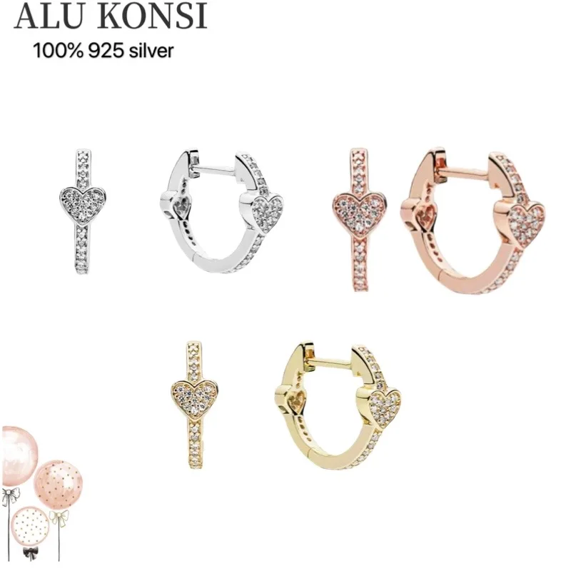 original 100% 925 Sterling Silver pan Earring Alluring Hearts With Crystal Studs Earring For Women Wedding Gift Fashion Jewelry 
original 100% 925 Sterling Silver pan Earring Alluring Hearts With Crystal Studs Earring For Women Wedding Gift Fashion Jewelry