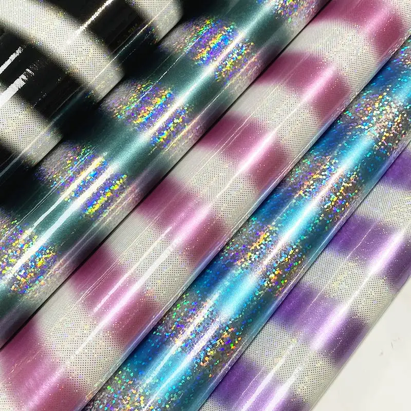 XHT Stripe Pattern with Holographic Laser Small Dot Design Smooth PU Faux Leather Fabric Sheet for Shoe/Bag/Belt/Craft
XHT Stripe Pattern with Holographic Laser Small Dot Design Smooth PU Faux Leather Fabric Sheet for Shoe/Bag/Belt/Craft