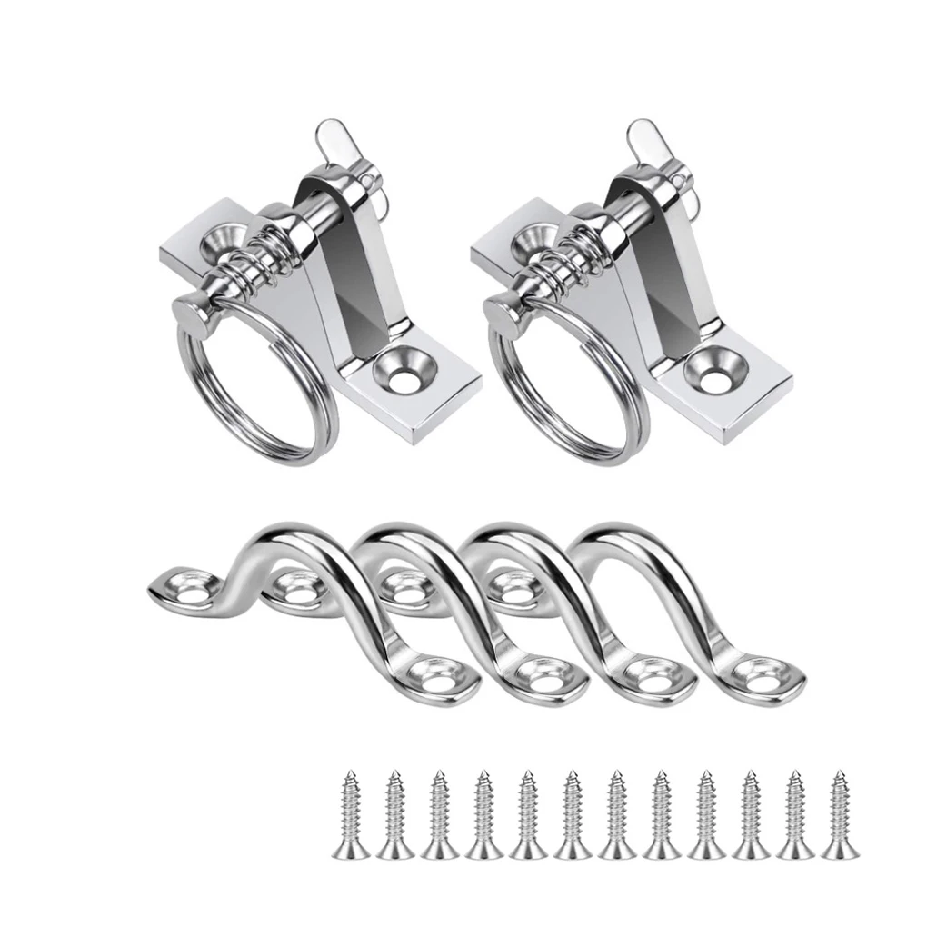 2 Pieces Stainless Steel Deck Hinge Mount Pre-drilled Detachable Pin 90 Degree Fitting Hardware for 3/8-inch Lanyard 
2 Pieces Stainless Steel Deck Hinge Mount Pre-drilled Detachable Pin 90 Degree Fitting Hardware for 3/8-inch Lanyard