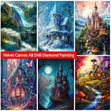 5D DIY AB Velvet Canvas Diamond Painting Beautiful Castle Full Drill Embroidery Mosaic Art Picture Handmade Gift Home Decoration