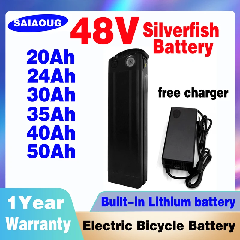 48v 13s5p 18650 Lithium Battery Silver Fish Electric Bike 20ah 50ah Akku Accu Bafang 500w 1500w Bateria De Litio 30ah 40ah 100ah
48v 13s5p 18650 Lithium Battery Silver Fish Electric Bike 20ah 50ah Akku Accu Bafang 500w 1500w Bateria De Litio 30ah 40ah 100ah