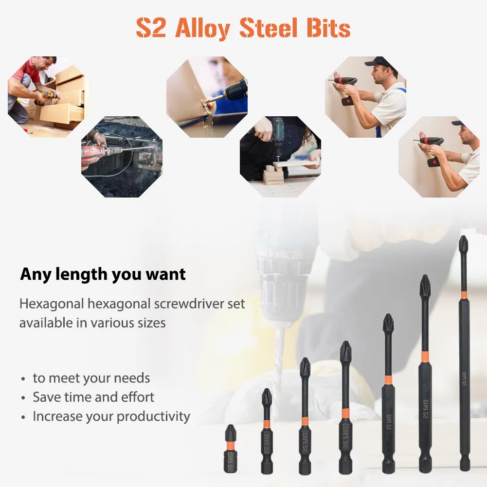 6pcs PH2 Cross Bit Drill Head Set Hand Tools Accessories Electric Screwdriver Bits Tips for Electrician Mechanic Repair Work
6pcs PH2 Cross Bit Drill Head Set Hand Tools Accessories Electric Screwdriver Bits Tips for Electrician Mechanic Repair Work