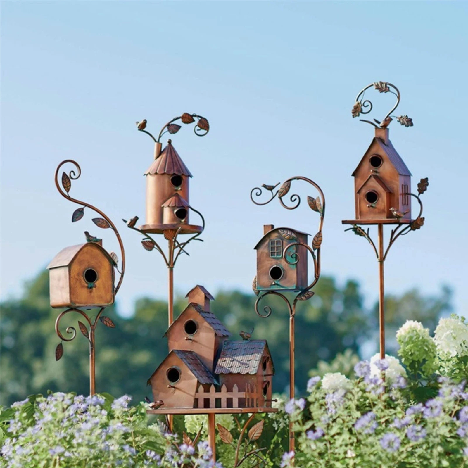 Garden Stake Birdhouse Attractive Bird Feeder Exquisite Garden Stakes Metal Art With Rod Birdhouse Feeder for Home Garden Decors
Garden Stake Birdhouse Attractive Bird Feeder Exquisite Garden Stakes Metal Art With Rod Birdhouse Feeder for Home Garden Decors