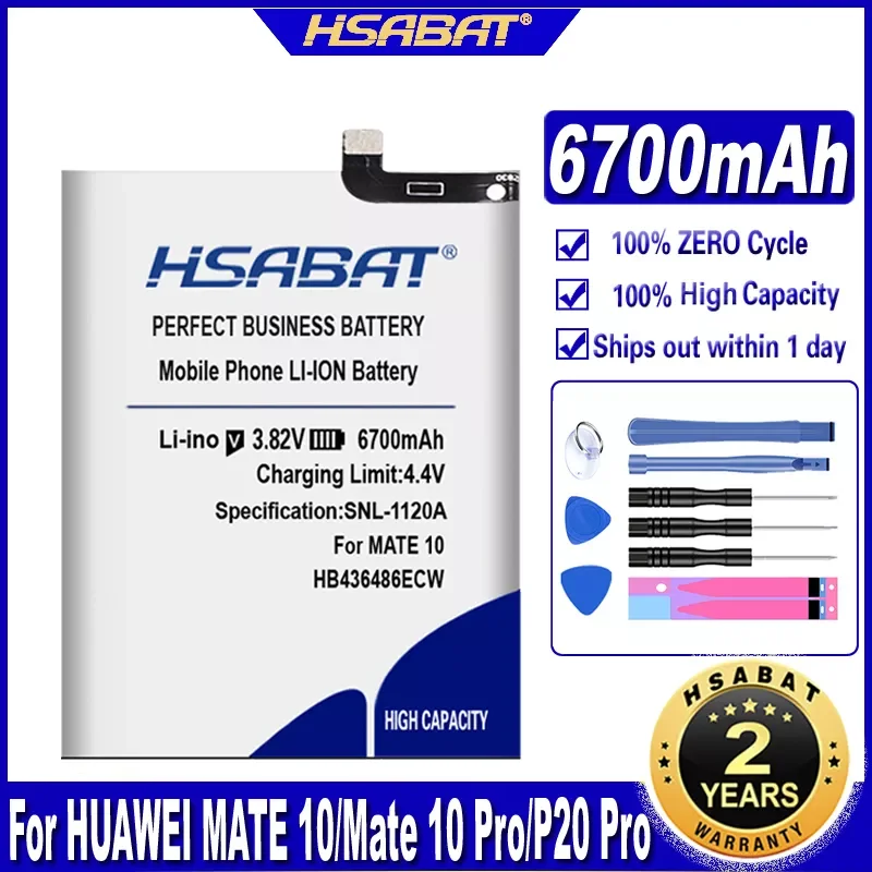 2023New HSABAT 6700mAh HB436486ECW Battery for HUAWEI MATE 10/Mate 10 Pro/P20 Pro AL00 L09 L29 TL00/Mate 20/Mate 20 pro/Honor V2
2023New HSABAT 6700mAh HB436486ECW Battery for HUAWEI MATE 10/Mate 10 Pro/P20 Pro AL00 L09 L29 TL00/Mate 20/Mate 20 pro/Honor V2