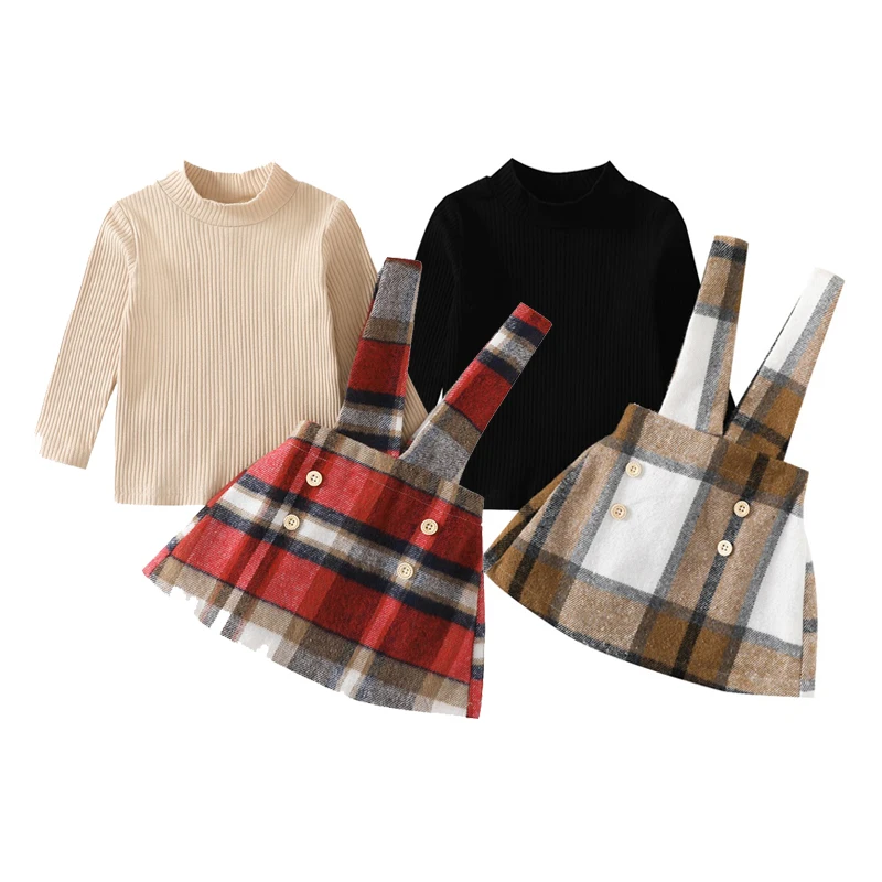 Toddler Baby's Clothes Kids Girls Dress Set Long Sleeve Knit T-shirt Plaid Suspender Dress Fall Outfit Children's Clothing Set
Toddler Baby's Clothes Kids Girls Dress Set Long Sleeve Knit T-shirt Plaid Suspender Dress Fall Outfit Children's Clothing Set