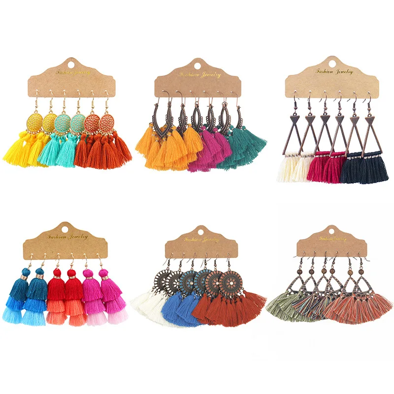Wholesale Luxury Tassel Earrings Women's Fashion Popular Bohemian Seaside Holiday Accessories 3 Pairs Combination
Wholesale Luxury Tassel Earrings Women's Fashion Popular Bohemian Seaside Holiday Accessories 3 Pairs Combination