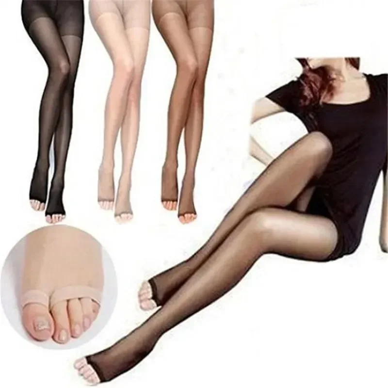 

Женские Модные пикантные прозрачные ультратонкие эластичные колготки с открытым носком, один размер, облегающие Бесшовные женские чулки трех цветов
