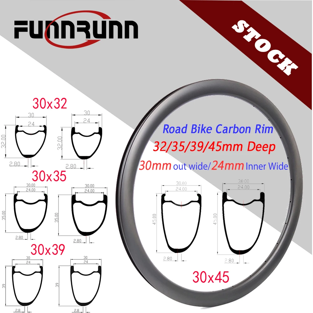 700C Road Bike Carbon Rim 32/35/39/45mm Depth 30mm Width Asymmetric Clincher Hook Hookless Tubeless Disc /V-Brake Bicycle Wheel
700C Road Bike Carbon Rim 32/35/39/45mm Depth 30mm Width Asymmetric Clincher Hook Hookless Tubeless Disc /V-Brake Bicycle Wheel