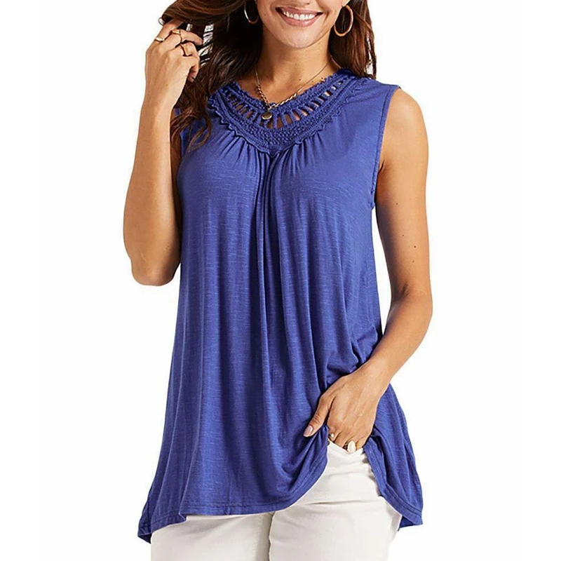 Women's Loose Vest Top Women's Casual Sleeveless Round Neck Pullover Vest Summer Fashion Solid Color Pleated Hollow Out Vest
Women's Loose Vest Top Women's Casual Sleeveless Round Neck Pullover Vest Summer Fashion Solid Color Pleated Hollow Out Vest