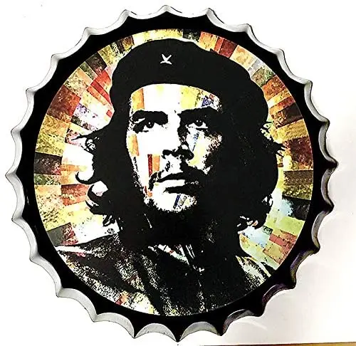 

Royal Tin Sign Bottle Cap Metal Tin Sign Che Guevara Revolution Diameter 13.8 inches, Round Metal Signs for Home and Kitchen Bar