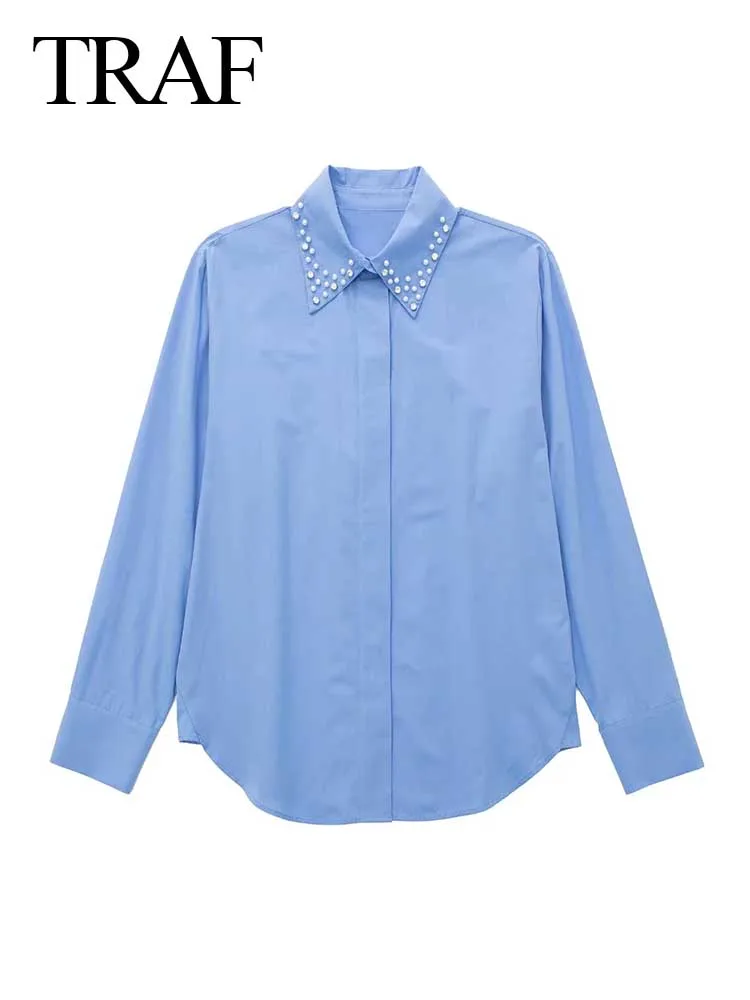 TRAF ZA Fashion Women's Lapel Pearl Shirts Long Sleeve Solid Color Lightweight Slim Casual Office Commuter Street Top Clothes
TRAF ZA Fashion Women's Lapel Pearl Shirts Long Sleeve Solid Color Lightweight Slim Casual Office Commuter Street Top Clothes