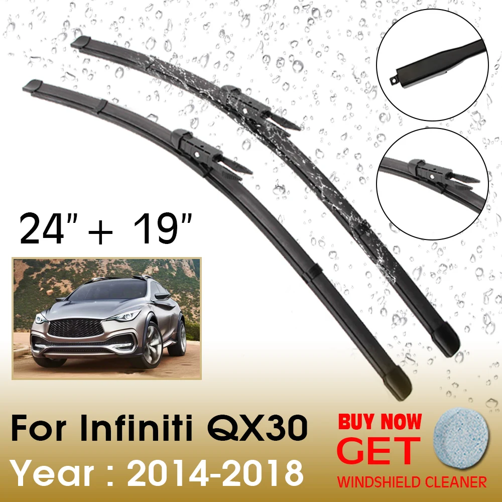 

Car Wiper Blade For Infiniti QX30 24"+19" 2014-2018 Front Window Washer Windscreen Windshield Wipers Blades Accessories