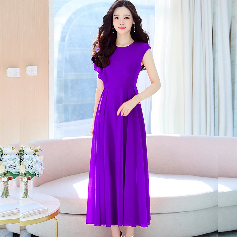 Однотонное шифоновое летнее пляжное длинное платье, женское элегантное платье-трапеция без рукавов с оборками, вечернее платье-Макси
Однотонное шифоновое летнее пляжное длинное платье, женское элегантное платье-трапеция без рукавов с оборками, вечернее платье-Макси