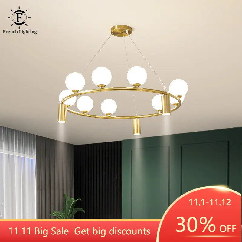 Modern Gold Ring Chandelier Atmosphere Spotlight Design Glass Ball LED Hanging Lamp Bedroom for Interior Bedroom G9 E27
Modern Gold Ring Chandelier Atmosphere Spotlight Design Glass Ball LED Hanging Lamp Bedroom for Interior Bedroom G9 E27