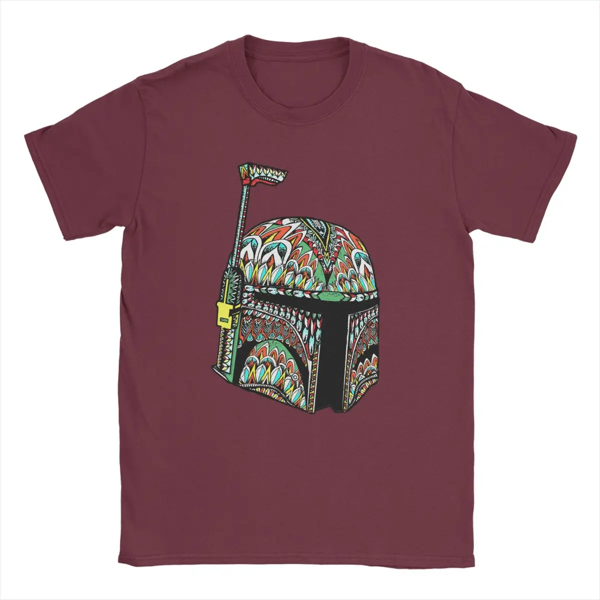 

Star Wars Ornate Boba Fett Helmet Men's T Shirts Disney Unique Tees Short Sleeve Round Neck T-Shirt Cotton Printed Tops