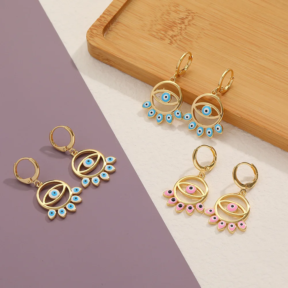 Hip-hop Women's Earrings Copper Plated Gold Drop Oil Devil's Eye Earrings Versatile Personalized Earrings Party Holiday Gifts 
Hip-hop Women's Earrings Copper Plated Gold Drop Oil Devil's Eye Earrings Versatile Personalized Earrings Party Holiday Gifts
