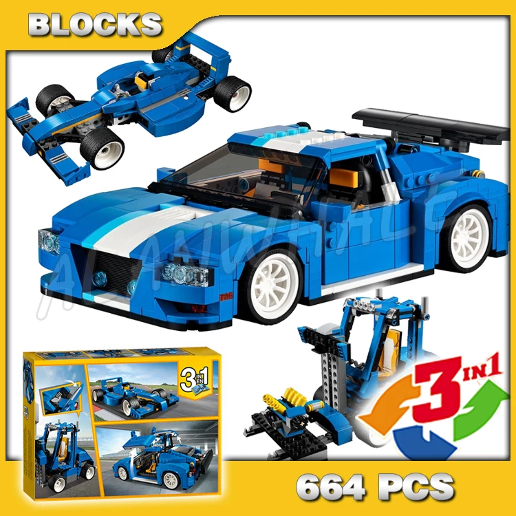 664pcs 3in1 Turbo Track Racer Forklift Truck Cool Blue Racer 3119 Model Building Blocks Toys Bricks Compatible with
664pcs 3in1 Turbo Track Racer Forklift Truck Cool Blue Racer 3119 Model Building Blocks Toys Bricks Compatible with
