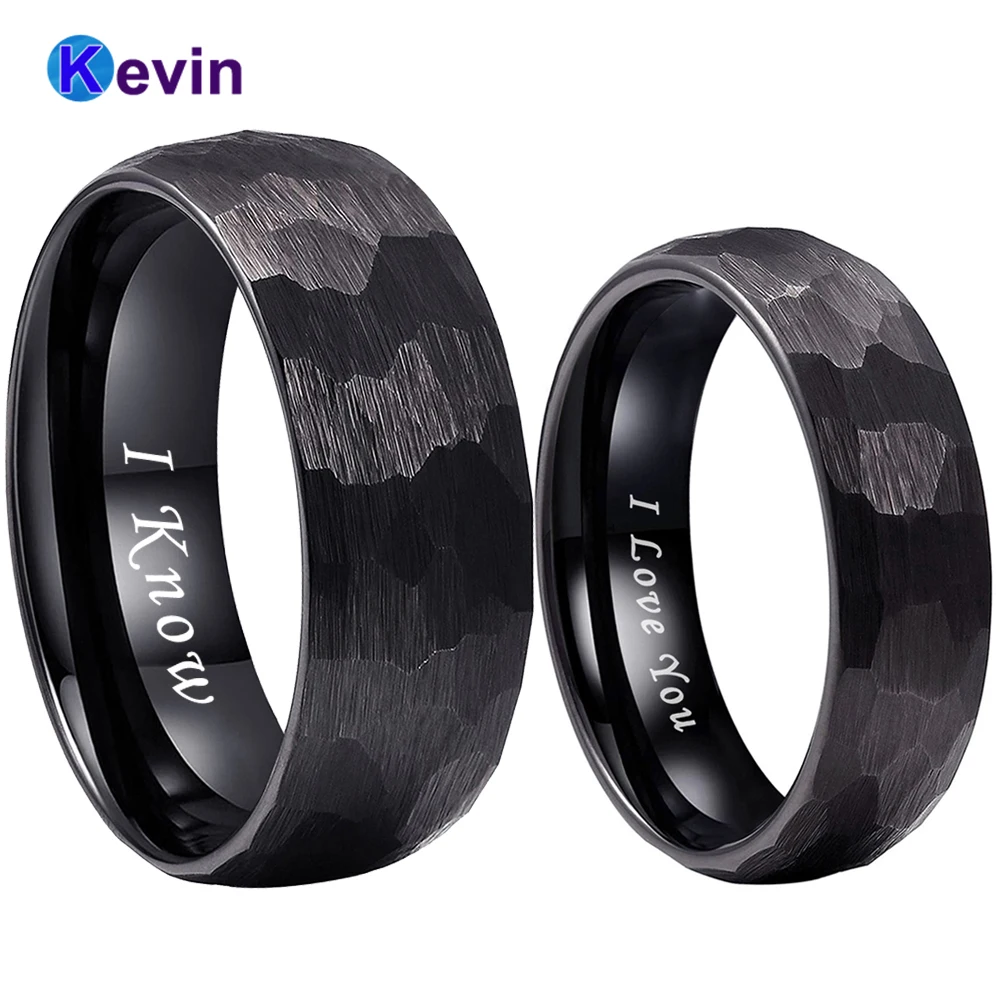 6MM 8MM Black Tungsten Hammer Ring Mens Womens Wedding Band Domed I Love You I Know Stamp Excellent Workmanship Comfort Fit
6MM 8MM Black Tungsten Hammer Ring Mens Womens Wedding Band Domed I Love You I Know Stamp Excellent Workmanship Comfort Fit