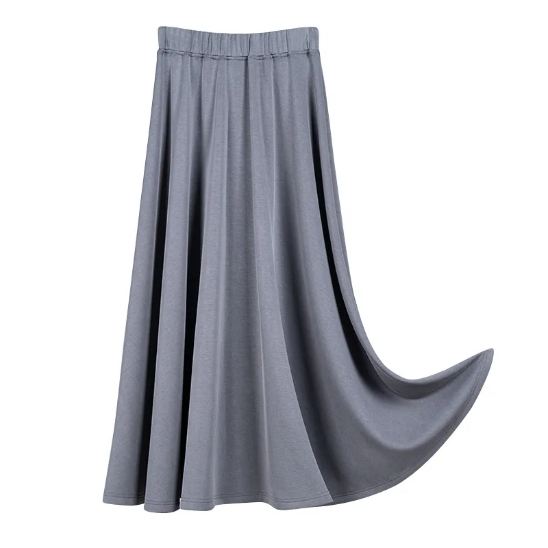 Новая высококлассная серая юбка с высокой талией в академическом стиле для женщин, универсальная трапециевидная плиссированная юбка средней длины, приталенная