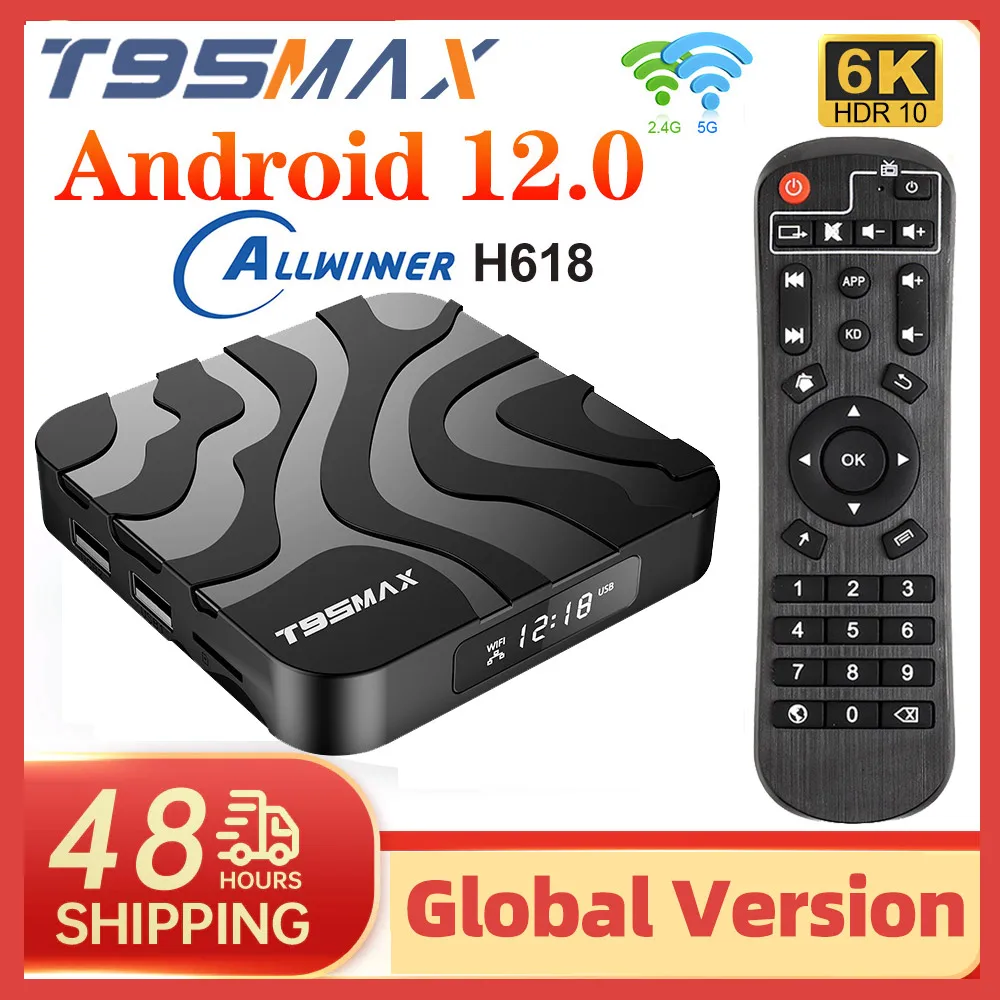 

T95MAX Android 12 TV Box 4GB RAM 32GB ROM TVBOX Allwinner H618 Support 6K 4K HDR Dual Wifi 1GB 8GB Media Player T95 Max 2GB 16GB