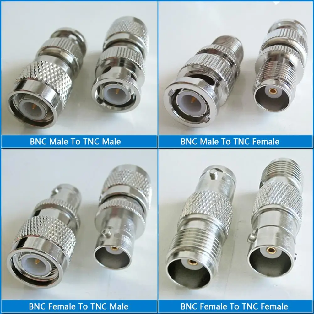 

4Pcs Kit Set BNC To TNC Plug Connector Type Male to Female & Female to Male Nickel Plated Brass Straight Coaxial RF Adapters