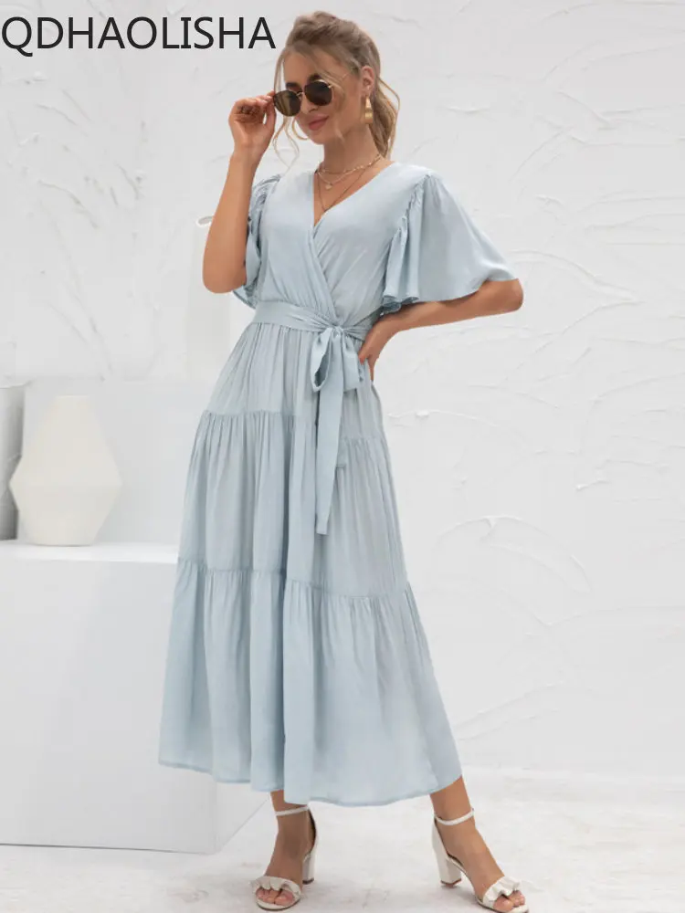 Summer Dress New In Fashion Sexy Solid Black V-neck Stitched Long Over Size Office Lady A-LINE Dresses for Women Streetwear
Summer Dress New In Fashion Sexy Solid Black V-neck Stitched Long Over Size Office Lady A-LINE Dresses for Women Streetwear