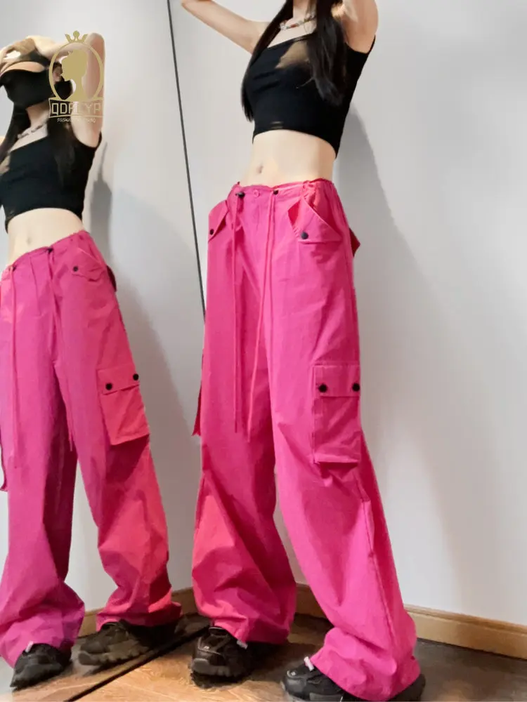 New Summer Women's Cargo Pants Fashion Rose Red Loose Wide Leg Cool High Waist Lace-up Pockets Harem Korean Pant for Women 2023
New Summer Women's Cargo Pants Fashion Rose Red Loose Wide Leg Cool High Waist Lace-up Pockets Harem Korean Pant for Women 2023