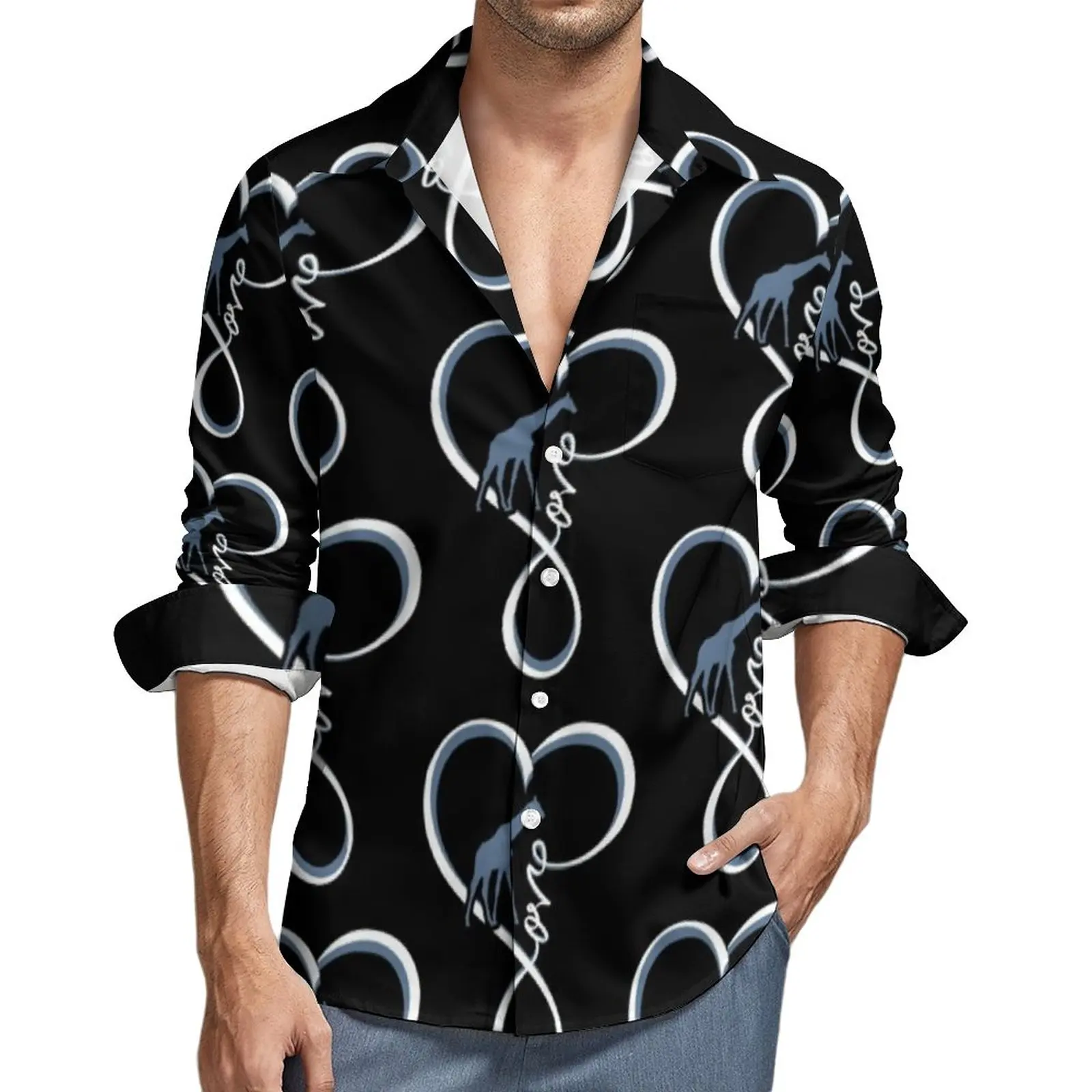 Love Giraffe Heart Casual Shirts Male Funny Animal Print Shirt Long Sleeve Vintage Harajuku Blouses Autumn Design Tops 3XL 4XL
Love Giraffe Heart Casual Shirts Male Funny Animal Print Shirt Long Sleeve Vintage Harajuku Blouses Autumn Design Tops 3XL 4XL
