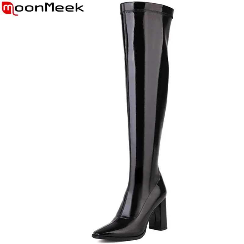 Новинка 2022, женские сапоги из лакированной кожи moonk на молнии, женские зимние сапоги выше колена на толстом высоком каблуке, однотонная Клас...
Новинка 2022, женские сапоги из лакированной кожи moonk на молнии, женские зимние сапоги выше колена на толстом высоком каблуке, однотонная Клас...