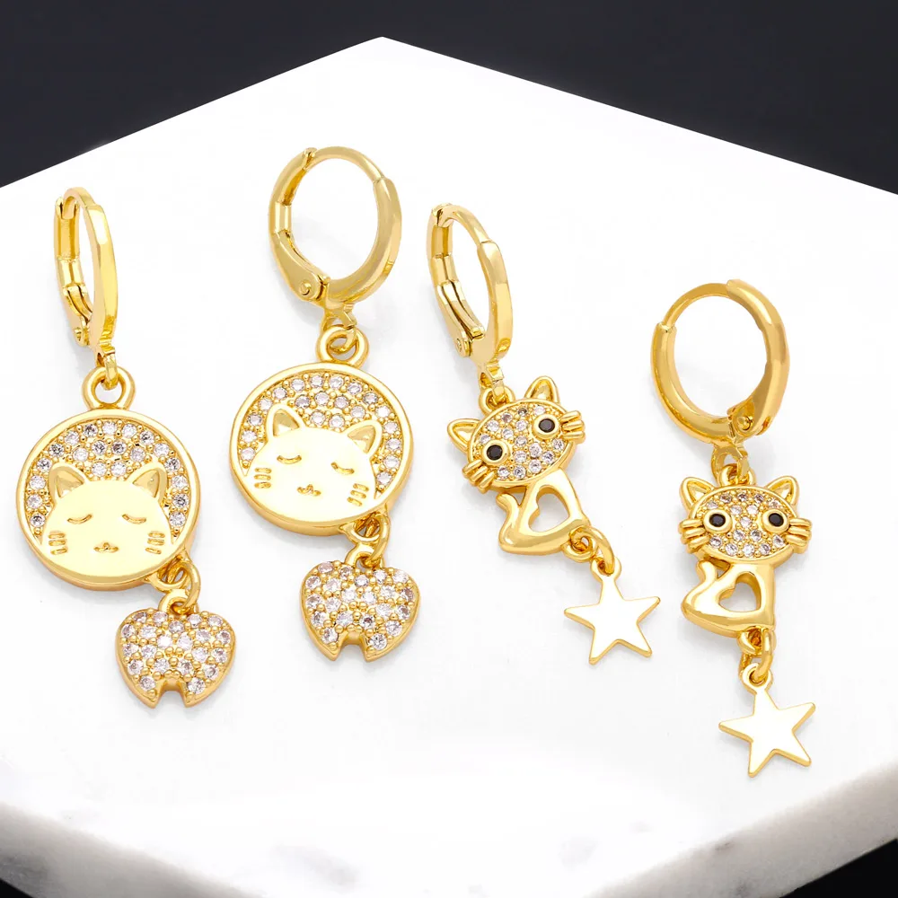 FLOLA Gold Plated Hoops Cute Cat Earrings for Women Copper CZ Rhinestone Cat Huggie Earrings Animal Jewelry Gifts ersa276
FLOLA Gold Plated Hoops Cute Cat Earrings for Women Copper CZ Rhinestone Cat Huggie Earrings Animal Jewelry Gifts ersa276