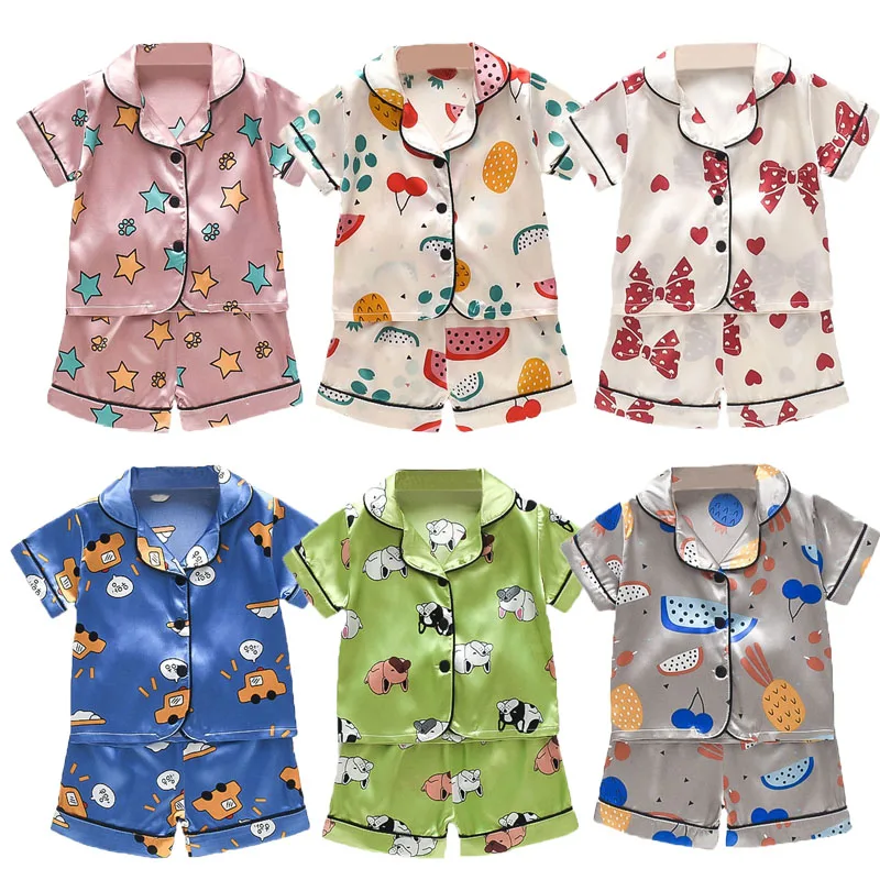 Kids Pajamas Set Silk Pajamas Boys Girls Cartoon Print Pyjamas Short Sleeve Blouse Tops Shorts Underwear Children Sleepwear Suit
Kids Pajamas Set Silk Pajamas Boys Girls Cartoon Print Pyjamas Short Sleeve Blouse Tops Shorts Underwear Children Sleepwear Suit