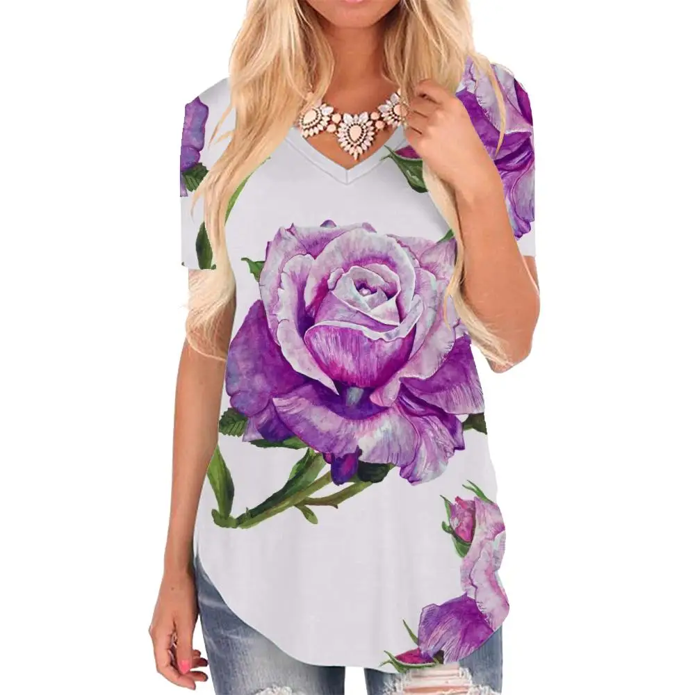 SOMEPET Flowers T Shirt Women Purple V-neck Tshirt Painting Tshirts Printed Womens Clothing Fashion Casual Tops Plus Size
SOMEPET Flowers T Shirt Women Purple V-neck Tshirt Painting Tshirts Printed Womens Clothing Fashion Casual Tops Plus Size