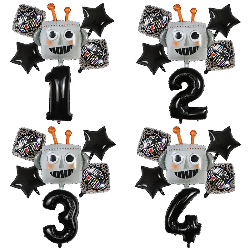 6Pcs Pioneer Cartoon Robot Head Digital Balloons Set Square Mechanical Gear Globos Children Birthday Party Decorations Kids Toys
6Pcs Pioneer Cartoon Robot Head Digital Balloons Set Square Mechanical Gear Globos Children Birthday Party Decorations Kids Toys