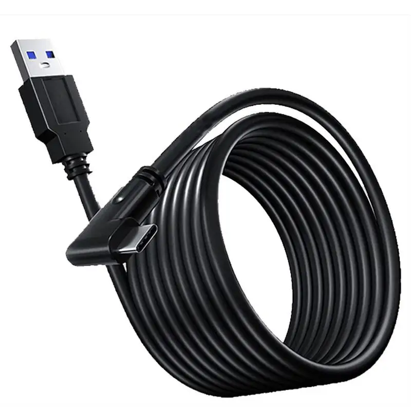 

USB C кабель 5 м для OculusQuest 2 звеньевой кабель VR USB 3,0 совместимый с прямым углом Быстрая зарядка 5 Гбит/с скорость передачи данных