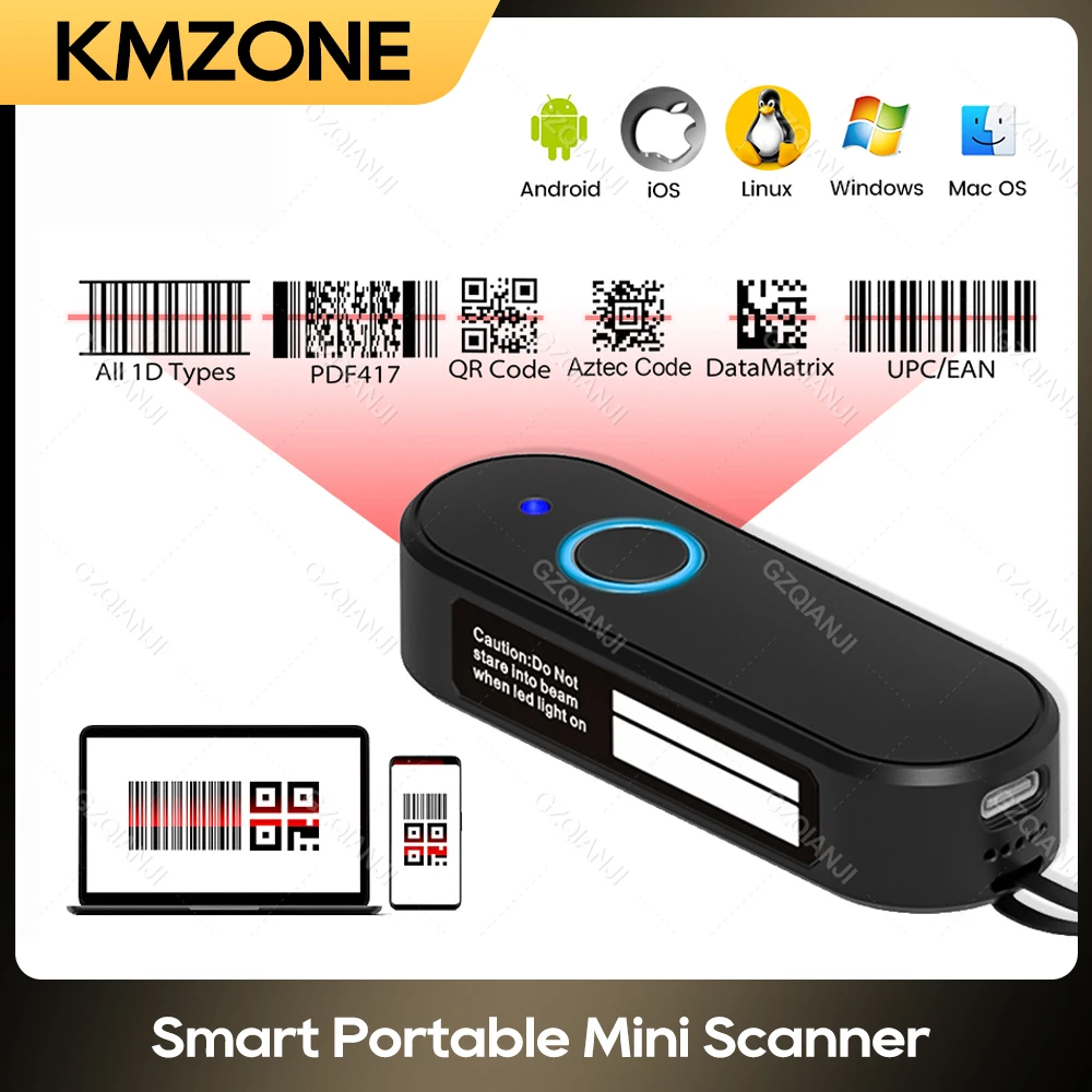 Mini Barcode Scanner Wireless Bluetooth 1D 2D Scanner PDF417 EAN13 Data Matrix QRcode Reader for Garment Mobile Payment Industry 
Mini Barcode Scanner Wireless Bluetooth 1D 2D Scanner PDF417 EAN13 Data Matrix QRcode Reader for Garment Mobile Payment Industry