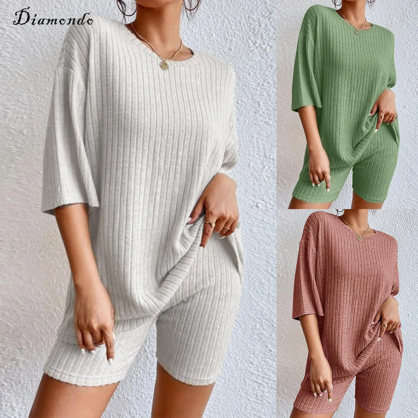 Women Blouse Top Shorts Set 2 Piece Ladies Tops Shorts Set Casual Fashion Round Neck Loose Solid Color Shorts Outfits
Women Blouse Top Shorts Set 2 Piece Ladies Tops Shorts Set Casual Fashion Round Neck Loose Solid Color Shorts Outfits