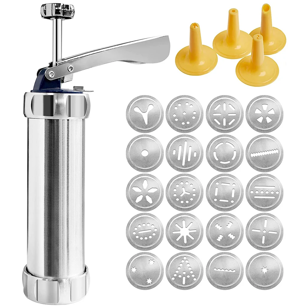 Cookie Press Molds with 20 Discs 4 Pastry Tip Aluminum Alloy Household Biscuit Maker Mold for Kitchen Assessories
Cookie Press Molds with 20 Discs 4 Pastry Tip Aluminum Alloy Household Biscuit Maker Mold for Kitchen Assessories