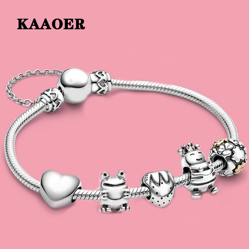 KAAOER 2023 Silver Love Frog Strawberry Bee flower charm diy High quality gift for girlfriends High quality jewelry
KAAOER 2023 Silver Love Frog Strawberry Bee flower charm diy High quality gift for girlfriends High quality jewelry