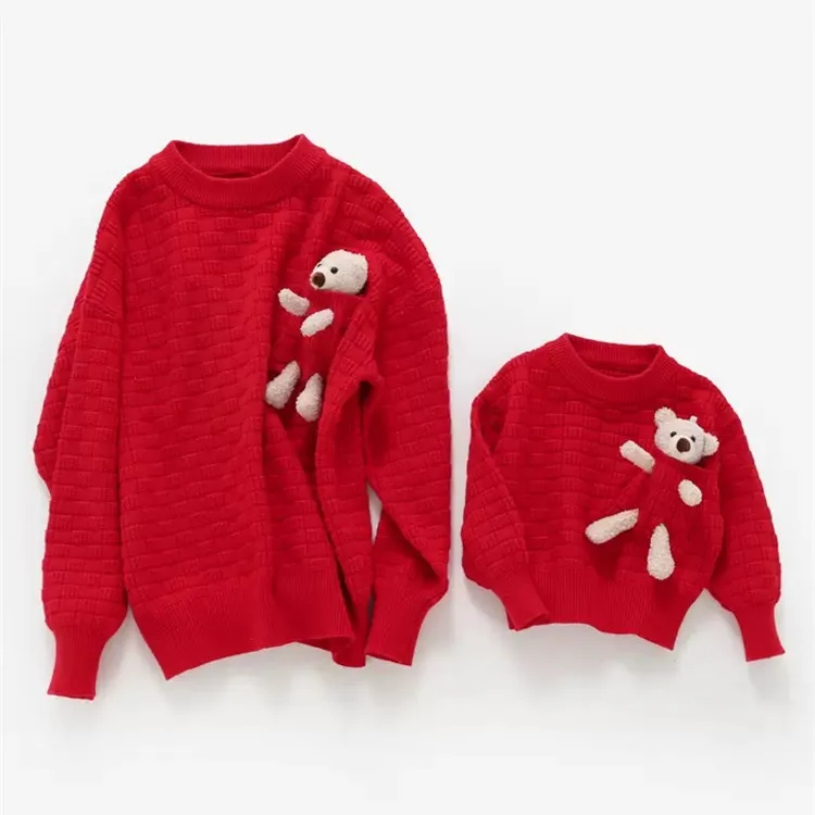 

Новогодние свитера для всей семьи, Рождественский Вязаный топ для мамы и дочки, зимняя одежда для папы, сына, детский вязаный джемпер для мальчиков и девочек