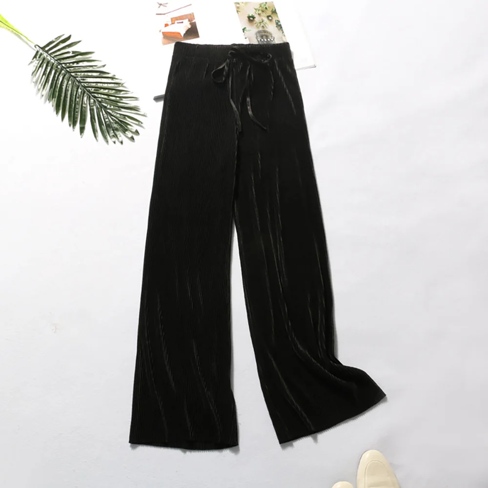 Solid Color All-Match Wide-Leg Trousers Women's High Waist Ice Silk Pants New Elastic Belt Pleated Fashion Summer Autumn Models
Solid Color All-Match Wide-Leg Trousers Women's High Waist Ice Silk Pants New Elastic Belt Pleated Fashion Summer Autumn Models