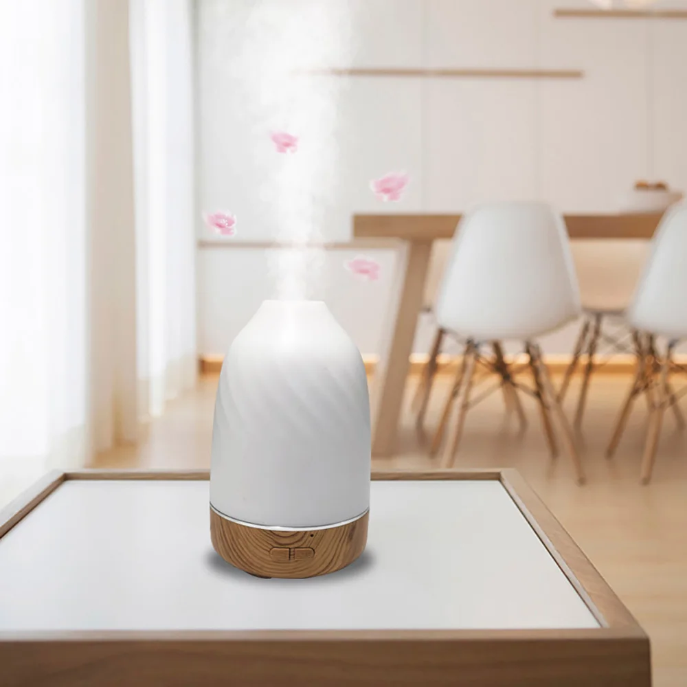 

Flame Aroma Diffuser Wood Grain Humidifier Aromatherapy Humidifiers Diffusers Essential Oils Room Scent Diffuser Bedroom