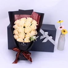 18Pcs/Box Artificial Soap Flower Box Valentines Day Bear Gift Box Long-lasting Romantic Scented Soap Flowers Petals with Box