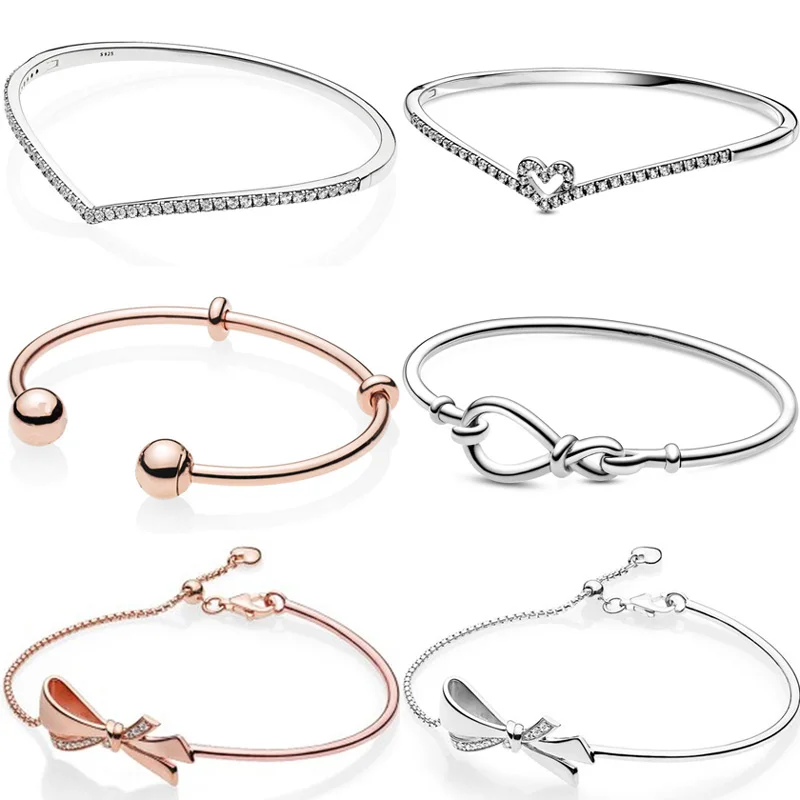 Original Heart Wishbone Shimmering Wish Infinity Knot Bangle Bracelet Fit pandora 925 Sterling Silver Bead Charm DIY Jewelry
Original Heart Wishbone Shimmering Wish Infinity Knot Bangle Bracelet Fit pandora 925 Sterling Silver Bead Charm DIY Jewelry