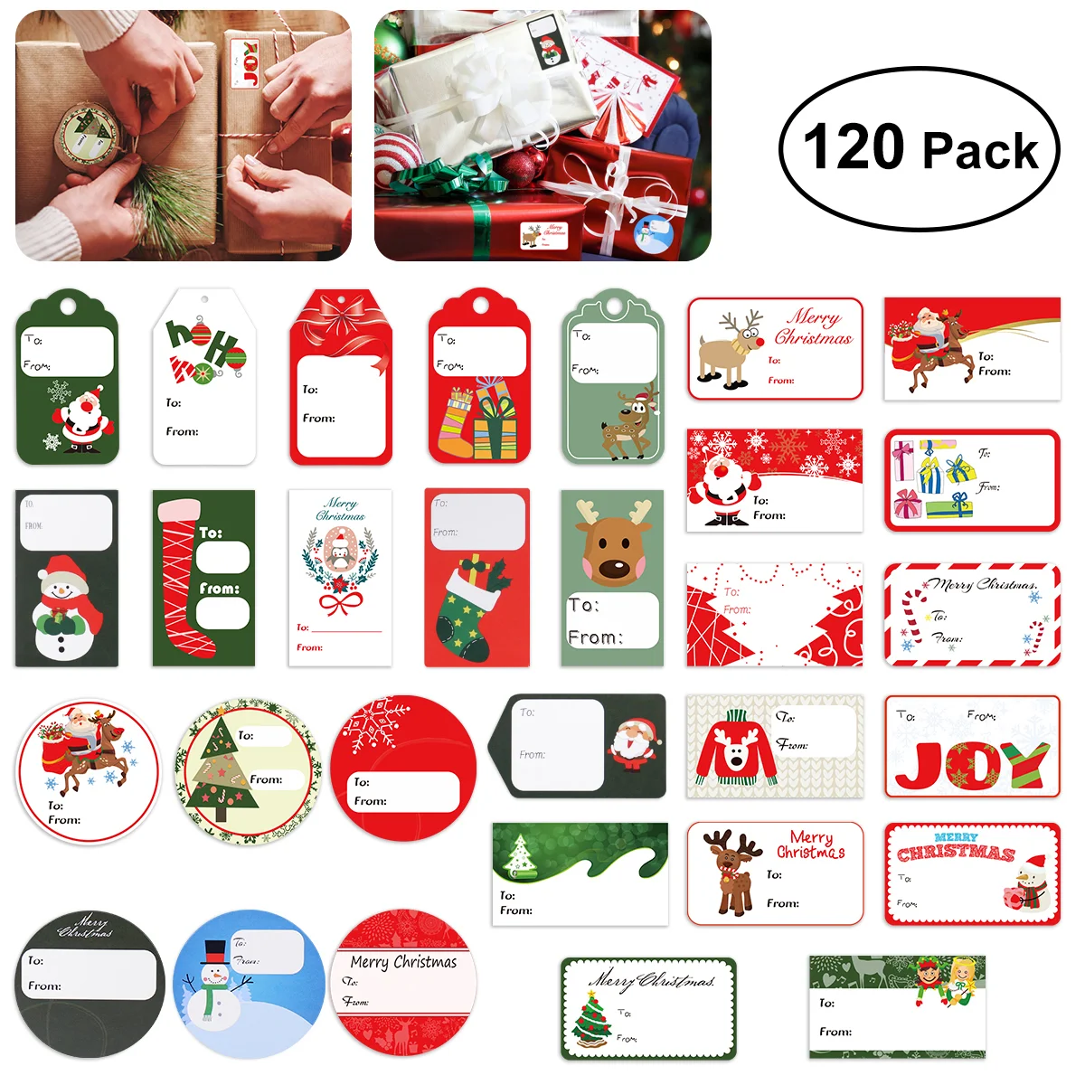 120PCS Self- Adhesive Design Gift Labels Holiday Tag Stickers Christmas Gift Tags Christmas Party Supplies
120PCS Self- Adhesive Design Gift Labels Holiday Tag Stickers Christmas Gift Tags Christmas Party Supplies