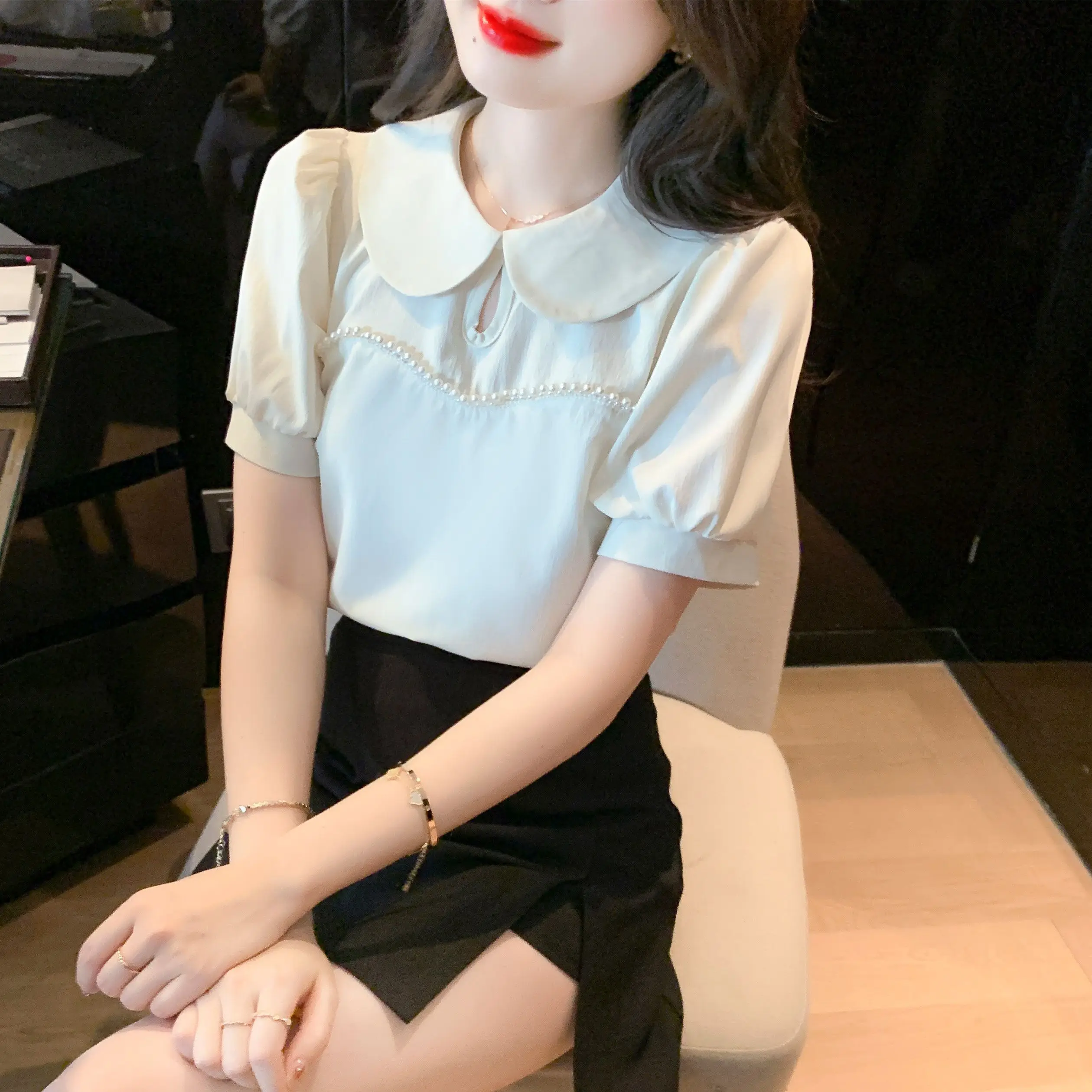 Blouse Women Summer 2022 New French Style Cute Short Sleeve Chiffon Beading Blusas Womens Tops And Blouses Dropshipping
Blouse Women Summer 2022 New French Style Cute Short Sleeve Chiffon Beading Blusas Womens Tops And Blouses Dropshipping